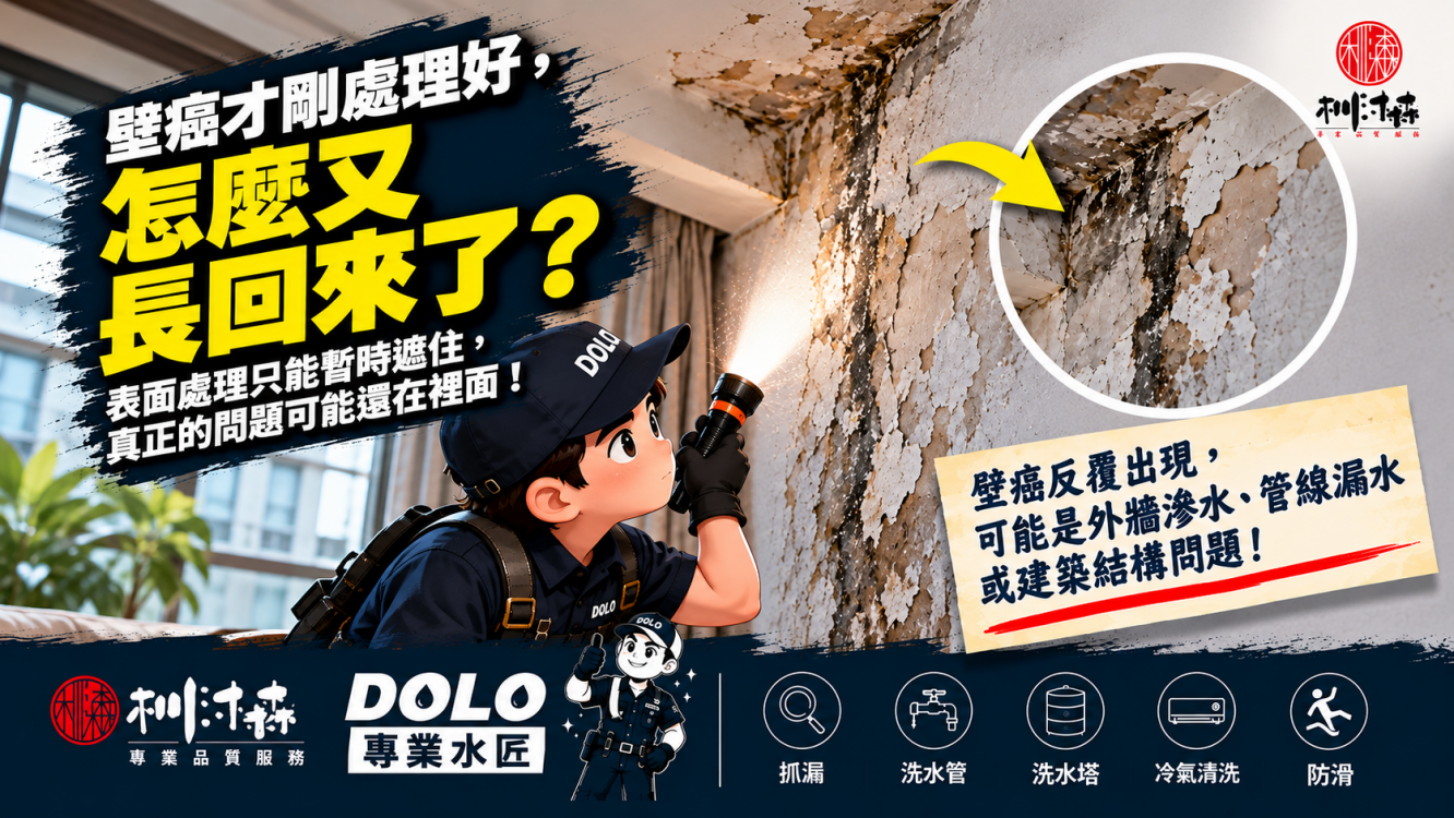 壁癌才剛處理好，怎麼又長回來了？反覆修補可能沒找到真正原因！